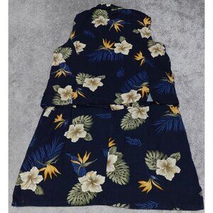 Jamaica Bay Skirt & Top Set Women's XL Blue Floral Print Sleeveless Button